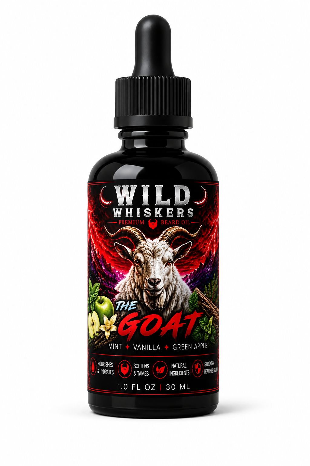 Wild Whiskers The Goat Premium Beard Oil | Mint, Vanilla & Green Apple | 1 oz