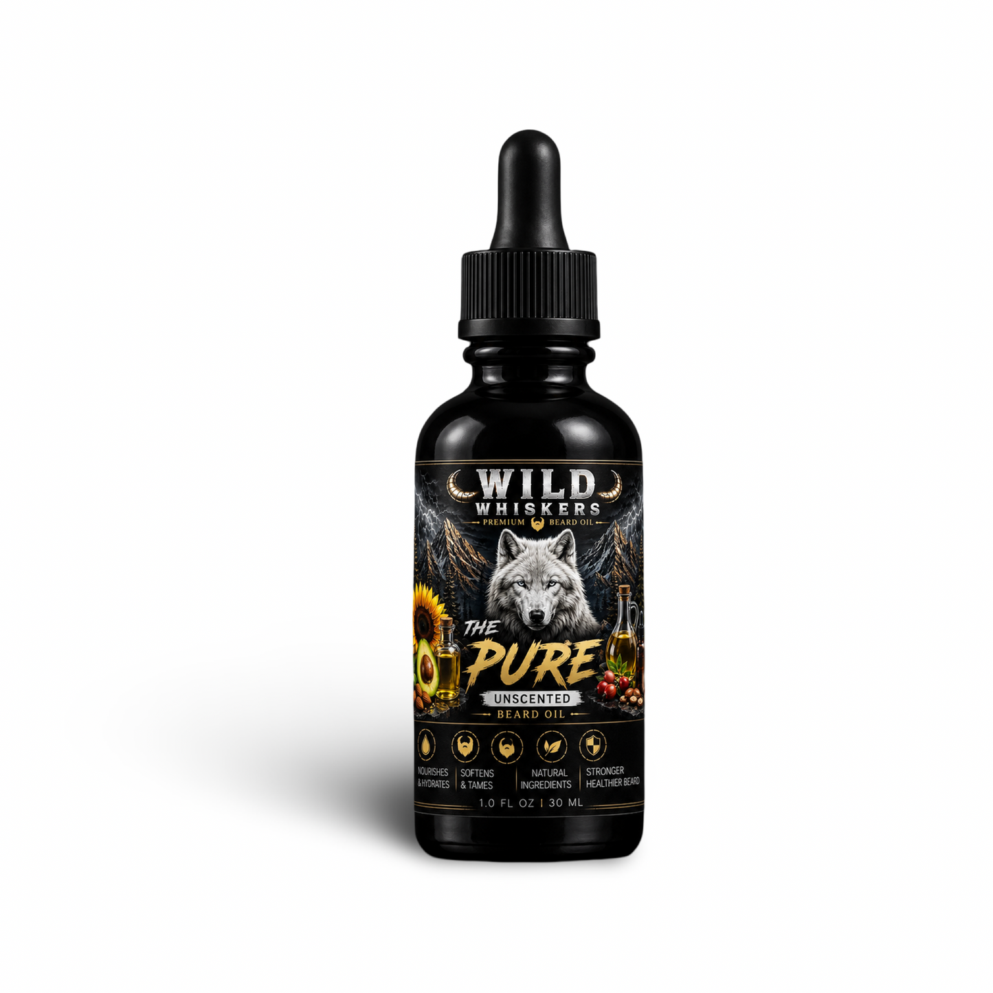 Wild Whiskers The Pure Premium Beard Oil |UNSCENTED | 1 oz