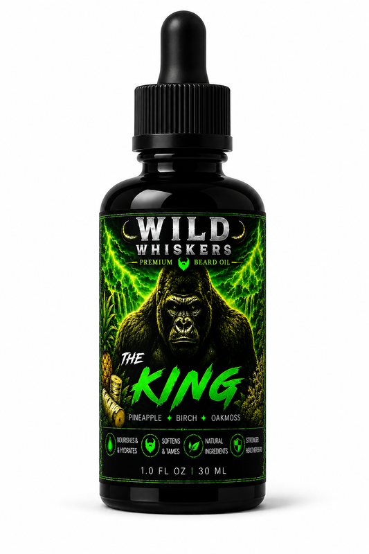 Wild Whiskers The King Premium Beard Oil | Pineapple, Birch & Oakmoss | 1 oz