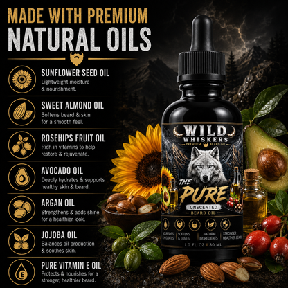 Wild Whiskers The Pure Premium Beard Oil |UNSCENTED | 1 oz